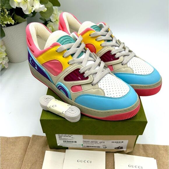 Women’s Gucci basket low top sneakers size 37.5 made in Italy. - Picture 1 of 8